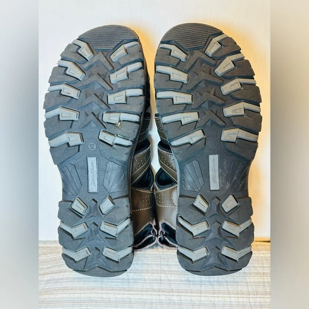 Eddie Bauer Stewart Men’s Sz12M Hiking Sport Sandals Brown Leather Trail Outdoor